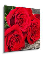 Obraz 1D - 50 x 50 cm F_F86423669 - Bouquet of red roses on the old boards - Kytice ervench r na starch deskch