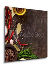 Obraz 1D - 50 x 50 cm F_F86522386 - Various spices on wooden background - Rzn koen na devnm pozad