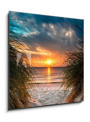 Obraz 1D - 50 x 50 cm F_F86628044 - Personal Paradise on a Beautiful White Sand Beach at Sunset - Osobn rj na krsn bl psen pli pi zpadu slunce
