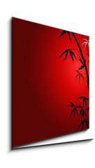 Obraz 1D - 50 x 50 cm F_F8902413 - bamboo leaves on ared background.