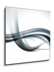 Sklenn obraz 1D - 50 x 50 cm F_F89350851 - gray wave background abstract design - ed vlna pozad abstraktn design