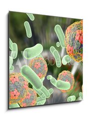 Sklenn obraz 1D - 50 x 50 cm F_F92014317 - Bacteria and viruses (Hepatitis A virus) on colorful background. Medical background. Healthcare background