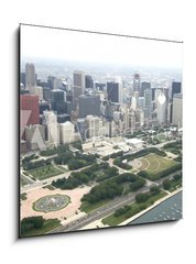 Sklenn obraz 1D - 50 x 50 cm F_F9395863 - Downtown Chicago from the East via the air - Downtown Chicago z vchodu vzduchem