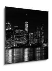 Obraz 1D - 50 x 50 cm F_F94054059 - Black and white New York City at night panoramic picture, USA. - ernobl New York City v noci panoramatick obrzek, USA.