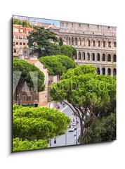 Obraz 1D - 50 x 50 cm F_F94095592 - Exterior view of the Colosseum in Rome with green trees around. - Vnj pohled na Koloseum v m se zelenmi stromy.