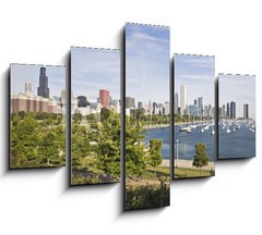 Obraz ptidln 5D - 150 x 100 cm F_GB10087749 - Panorama of Chicago and Lake Michigan