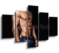 Obraz 5D ptidln - 150 x 100 cm F_GB101799642 - Muscular and sexy torso of young man in jeans - Svalnat a sexy trup mladho mue v dnch