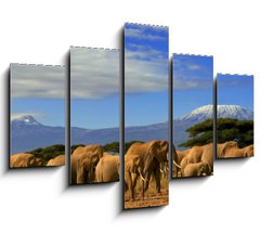 Obraz ptidln 5D - 150 x 100 cm F_GB10215538 - Kilimanjaro And Elephants