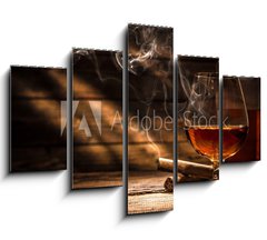 Obraz 5D ptidln - 150 x 100 cm F_GB105845234 - Whiskey with smoking cigar