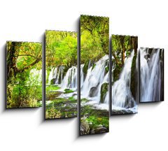 Obraz 5D ptidln - 150 x 100 cm F_GB107722539 - Scenic waterfall with crystal clear water among green forest