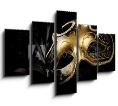 Obraz ptidln 5D - 150 x 100 cm F_GB11491413 - ornate carnival mask over black silk background