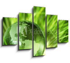 Obraz ptidln 5D - 150 x 100 cm F_GB12451879 - Glass earth in grass - Sklenn zem v trv