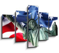 Obraz   NY Statue of Liberty against a flag of USA, 150 x 100 cm