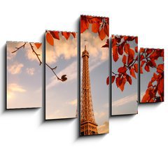Obraz 5D ptidln - 150 x 100 cm F_GB126000625 - Eiffel Tower with autumn leaves in Paris, France