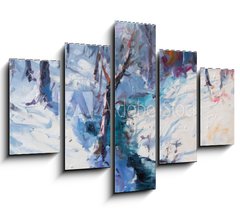 Obraz 5D ptidln - 150 x 100 cm F_GB130132079 - Art Oil Painting Winter Landscape. The Awakening of Nature. Spring is coming.