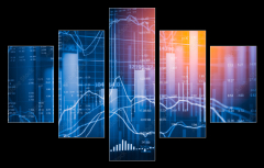 Obraz   Stock market indicator and financial data view from LED. Double, 150 x 100 cm