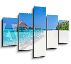 Obraz 5D ptidln - 150 x 100 cm F_GB133424507 - Panorama of wide sandy beach on a tropical island in Maldives