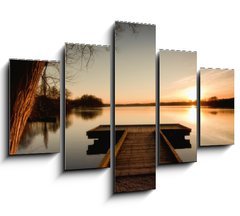 Obraz ptidln 5D - 150 x 100 cm F_GB13378317 - The bridge to the lake under the sunset - Most pes jezero pod zpadem slunce
