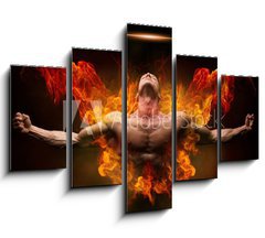 Obraz   On fire bodybuilder, 150 x 100 cm