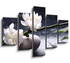 Obraz   Spa still life with black stones and bamboo leafs, 150 x 100 cm