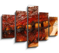 Obraz ptidln 5D - 150 x 100 cm F_GB14506041 - Slabs of BBQ Spare ribs - Desky z BBQ Nhradn ebra