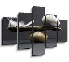 Obraz ptidln 5D - 150 x 100 cm F_GB14789784 - feather and stone balance - pov a kamenn rovnovha