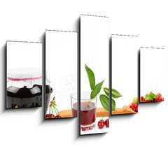 Obraz 5D ptidln - 150 x 100 cm F_GB165225169 - Panoramic wide collage for skinali. Fruit, drinks, healthy food. Isolated on white