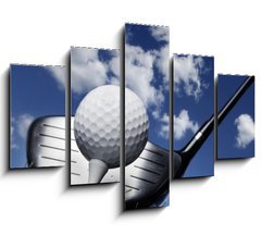 Obraz   Golf club and ball in grass, 150 x 100 cm
