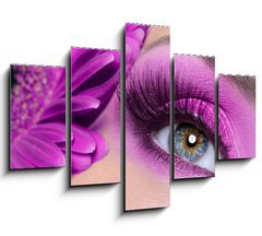 Obraz   Purple eye make up with gerber flower, 150 x 100 cm