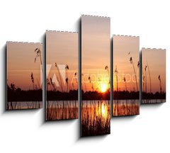 Obraz ptidln 5D - 150 x 100 cm F_GB18109096 - Abendhimmel im Schilf