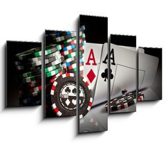 Obraz 5D ptidln - 150 x 100 cm F_GB18213077 - gambling chips and aces