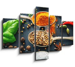 Obraz 5D ptidln - 150 x 100 cm F_GB201727339 - Various herbs and spices on dark background