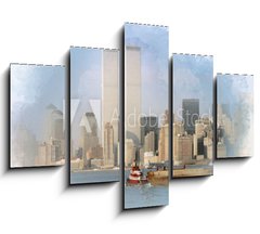 Obraz 5D ptidln - 150 x 100 cm F_GB202903313 - Digital artwork illustration of the World Trade Center on February 1988