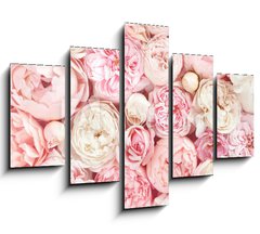 Obraz 5D ptidln - 150 x 100 cm F_GB215246503 - Summer blossoming delicate rose on blooming flowers festive background, pastel and soft bouquet floral card