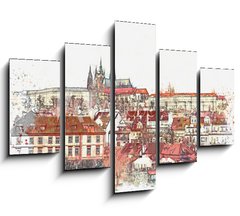 Obraz 5D ptidln - 150 x 100 cm F_GB222609286 - illustration of a beautiful view of Prague in the Czech Republic. Watercolor sketch