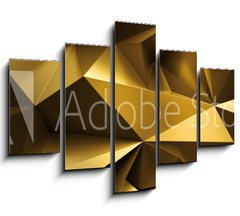 Obraz 5D ptidln - 150 x 100 cm F_GB224714765 - 3d render, abstract gold crystal background, faceted texture, macro panorama, wide panoramic polygonal wallpaper