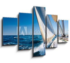 Obraz 5D ptidln - 150 x 100 cm F_GB229409051 - Sailing lboat at open sea in sunshine - Plachetnice na otevenm moi za slunenho svitu