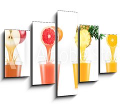 Obraz   Six tastes of juice pouring in plastic cup from fruit isolated on white background, 150 x 100 cm