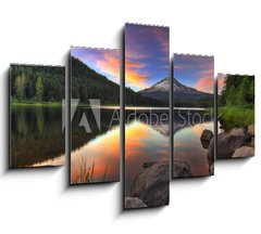 Obraz ptidln 5D - 150 x 100 cm F_GB24571203 - Sunset at Trillium Lake with Mount Hood