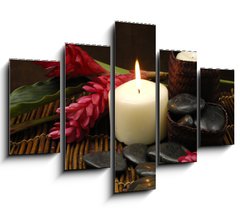 Obraz 5D ptidln - 150 x 100 cm F_GB25459715 - spa and wellness concept with flowers zen stones