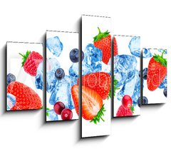 Obraz 5D ptidln - 150 x 100 cm F_GB260822852 - Flying pieces of crushed ice and wild berries isolated on white background with clipping path