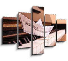 Obraz   The piano and paper toy ship, 150 x 100 cm