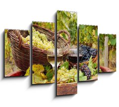 Obraz ptidln 5D - 150 x 100 cm F_GB27521163 - vineyard with red and white wine