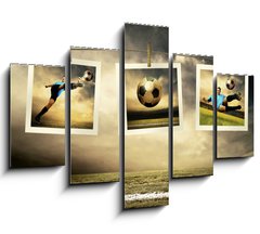 Obraz   Photocards of football players on the outdoor field, 150 x 100 cm