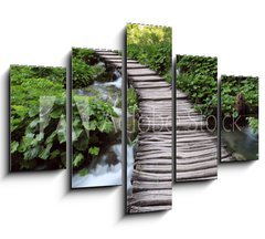 Obraz ptidln 5D - 150 x 100 cm F_GB28215614 - bridge in the woods - most v lese