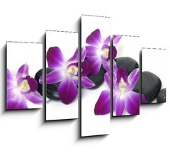 Obraz ptidln 5D - 150 x 100 cm F_GB28681934 - Spa essentials-orchid with pyramid of stones