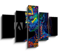 Obraz 5D ptidln - 150 x 100 cm F_GB294351588 - UV body art painting of helloween female african warrior