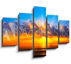 Obraz 5D ptidln - 150 x 100 cm F_GB299602179 - panorama of sunset with lighted clouds on the sea