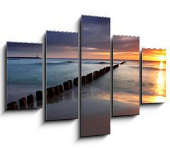 Obraz 5D ptidln - 150 x 100 cm F_GB30334255 - Beautiful sunrise at baltic beach in Poland - Hel