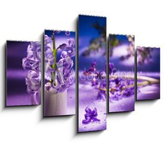 Obraz ptidln 5D - 150 x 100 cm F_GB31402234 - Still life with hyacinth flower in gentle violet colors and magi - Zti s kvtinou hyacintu v jemnch fialovch barvch a magii